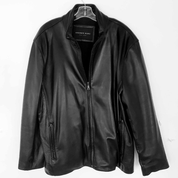 Andrew Marc Men's Black Leather Coat X-LARGE